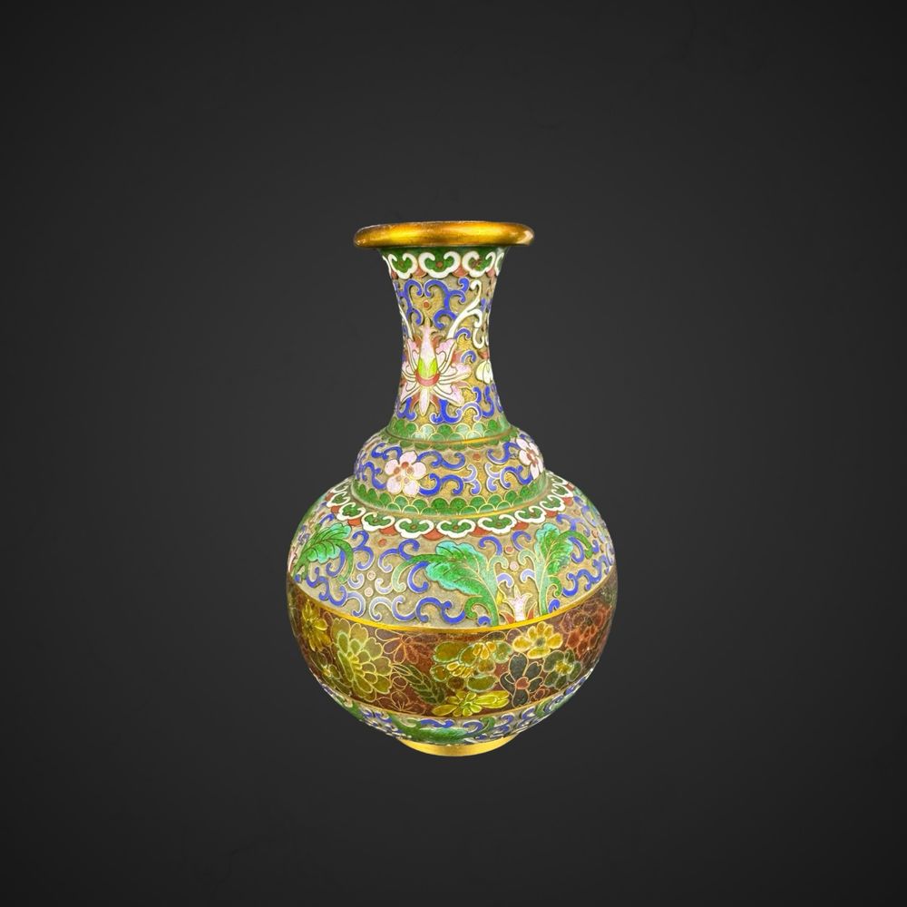 Wazon chiński emaila cloisonne kwiaty B4/06205