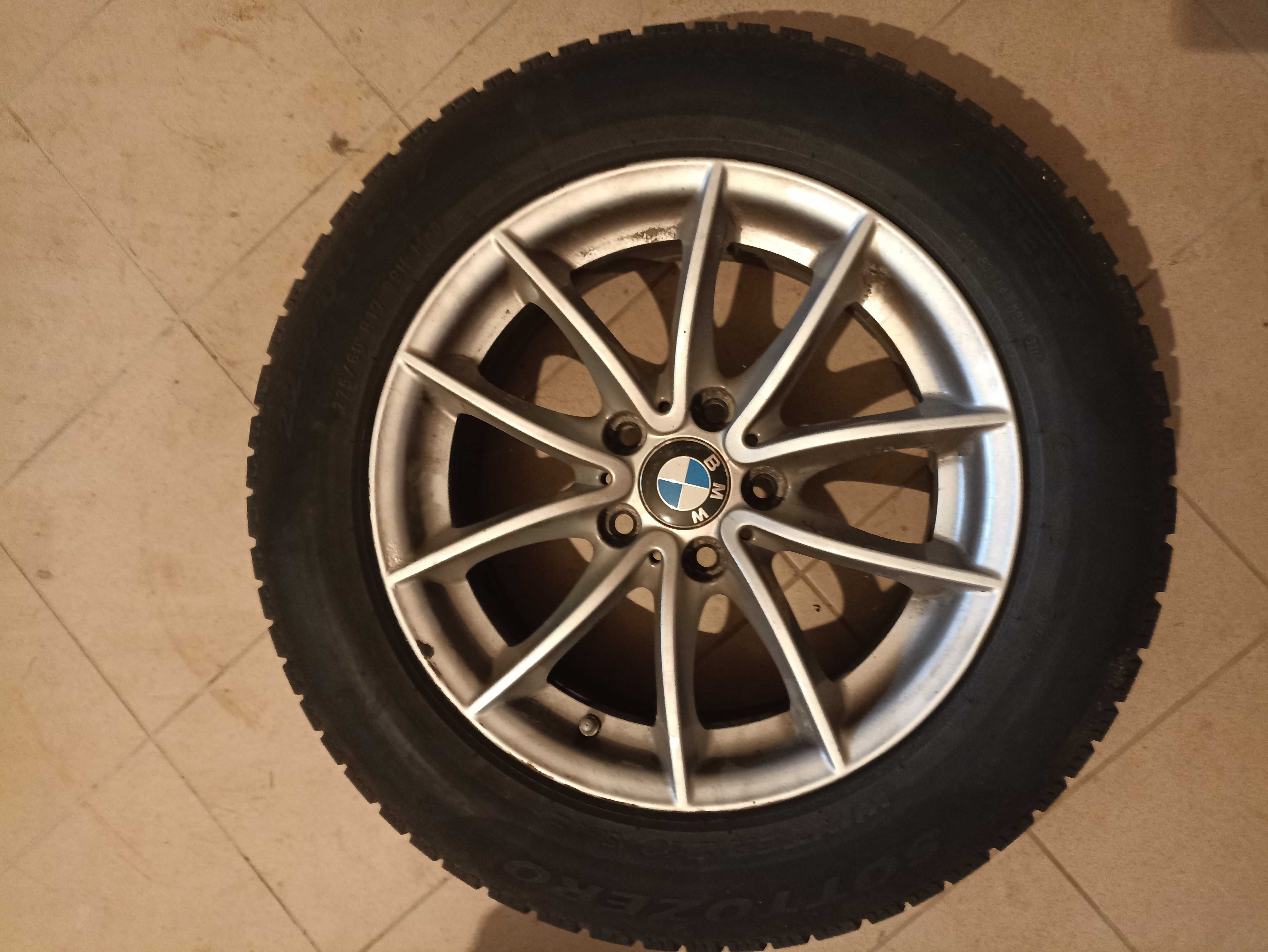 Koła BMW 17" z oponami zimowymi od X3 z czujnikami ciśnienia alufelgi