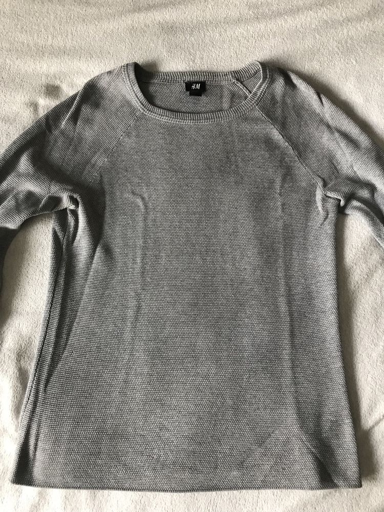 Longsleeve męski, szary, H&M, rozmiar S, stan bardzo dobry