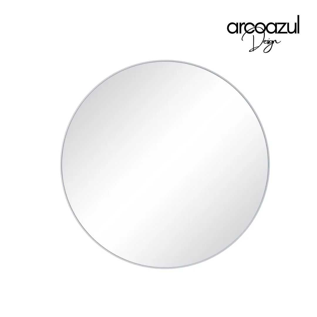 Espelho Redondo de Metal Matte Branco - 3 Medidas Grandes By Arcoazul