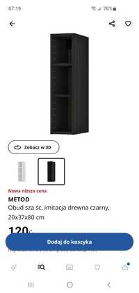 Ikea metod obudowa szafka ścienna kuchnia 20x37x80 cm czarny