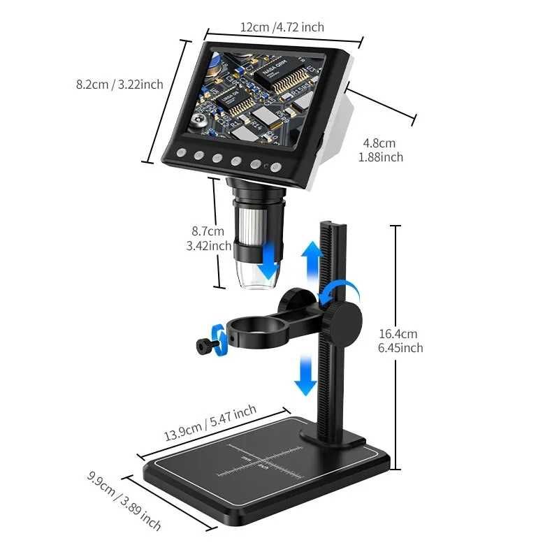 Цифровий мікроскоп микроскоп 4.3 In LCD Digital Microscope 40-1000X