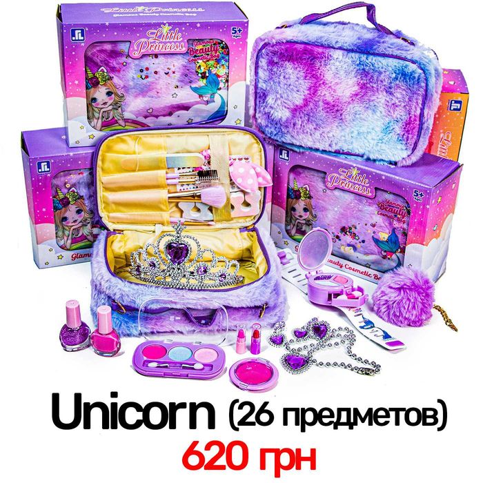 Подарочный набор детской косметики с кейсом, 3 вида. Frozen, Unicorn.