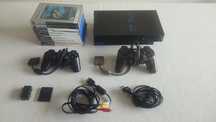 PS2 + memory card + 2 comandos + 9 jogos