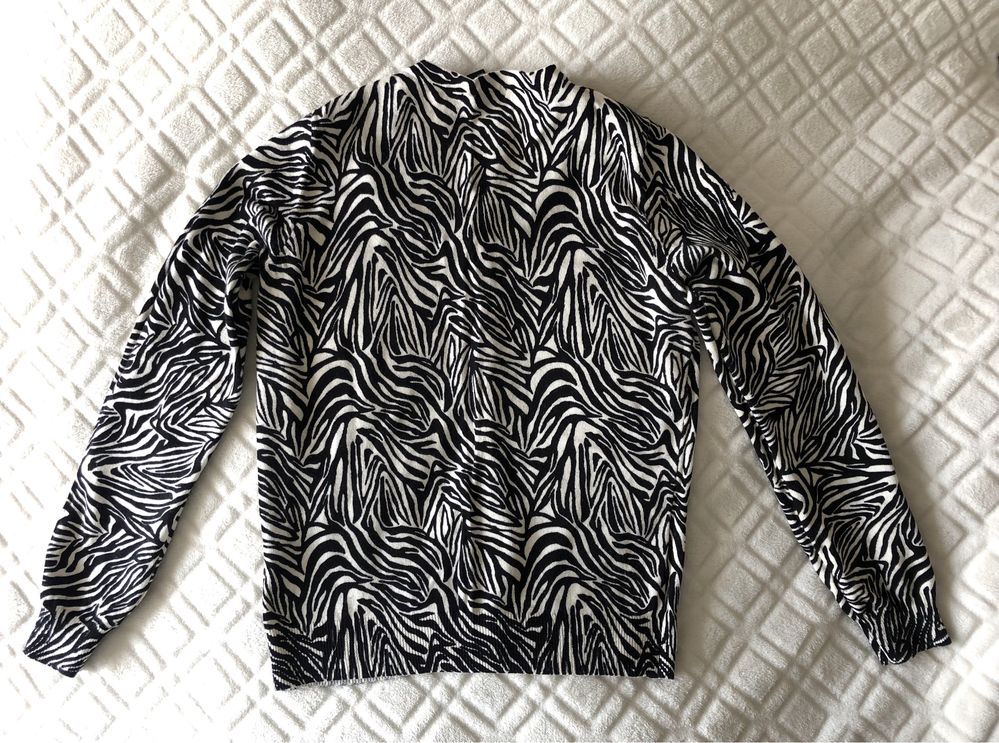Kardigan sweter rozpinany guziki zebra H&M S 36