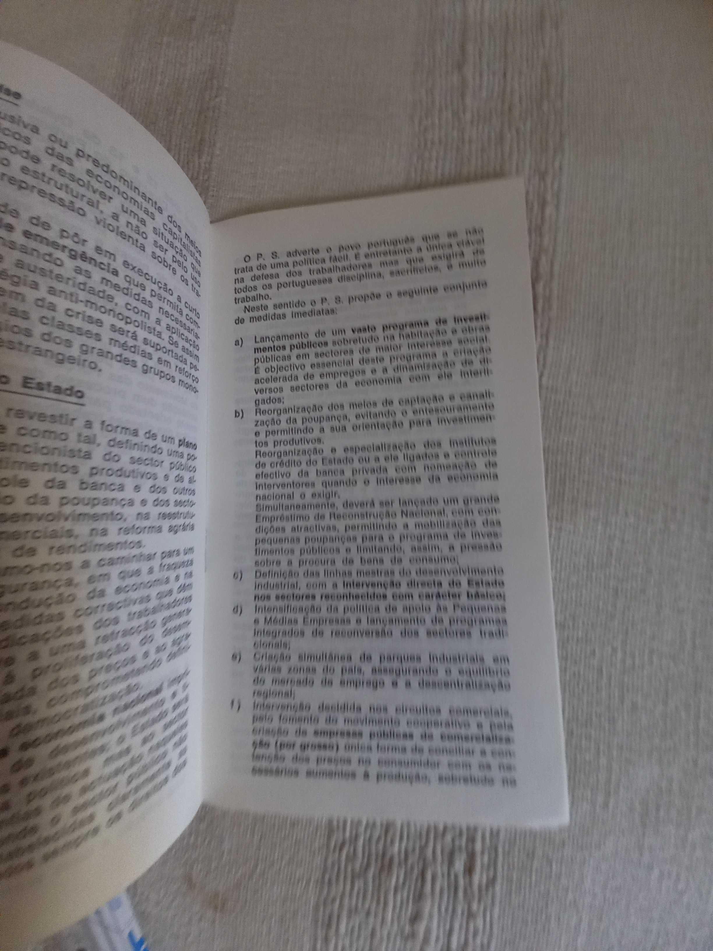 Folheto de 1974 do Partido Socialista