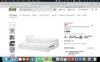 łóżko z dodatkowym wysuwanym łóżkiem  SLAKT IKEA z 2 materacami MALVIK