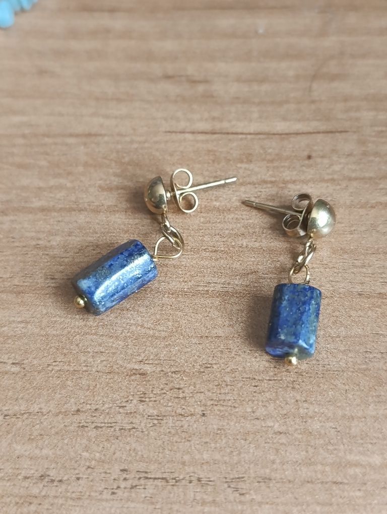 Kolczyki hypoalergiczne stał PVD i lapis lazuli,nowe