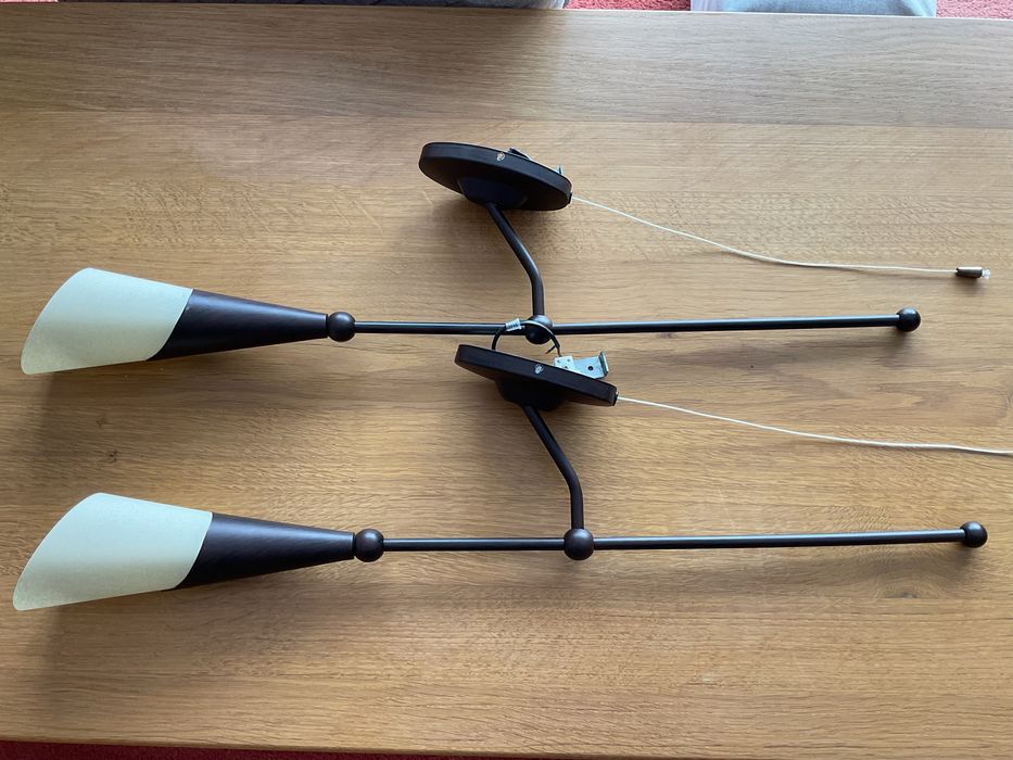 Kinkiety metalowe ze szklanym kloszem (cena za dwie lampy)