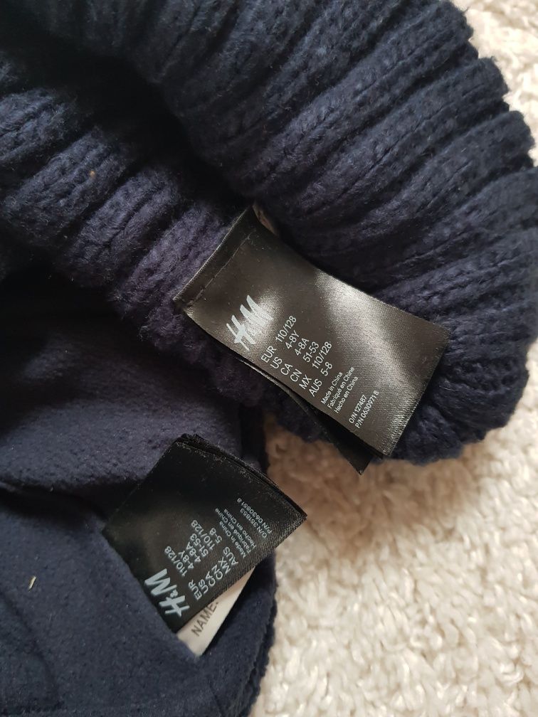 H&M 116 czapka zimowa rękawiczki 110 128 zestaw komplet