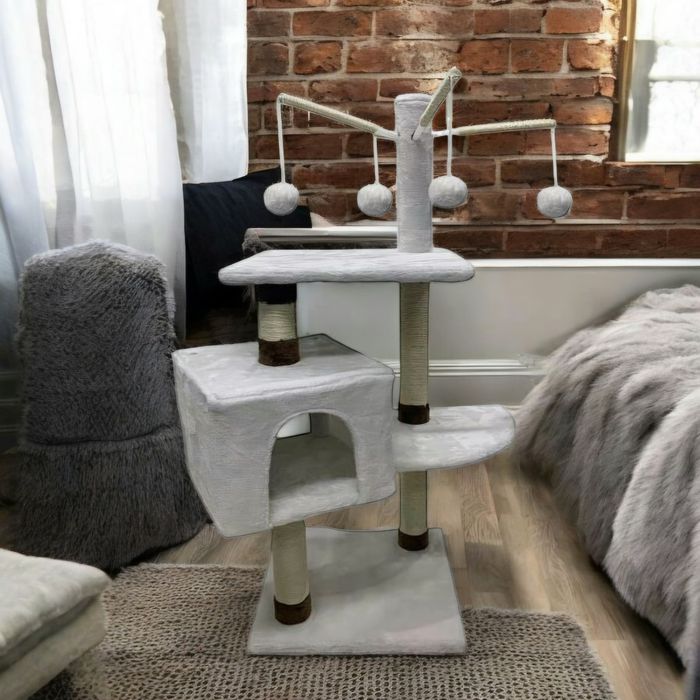 Drapak dla kota z domkiem i legowiskiem