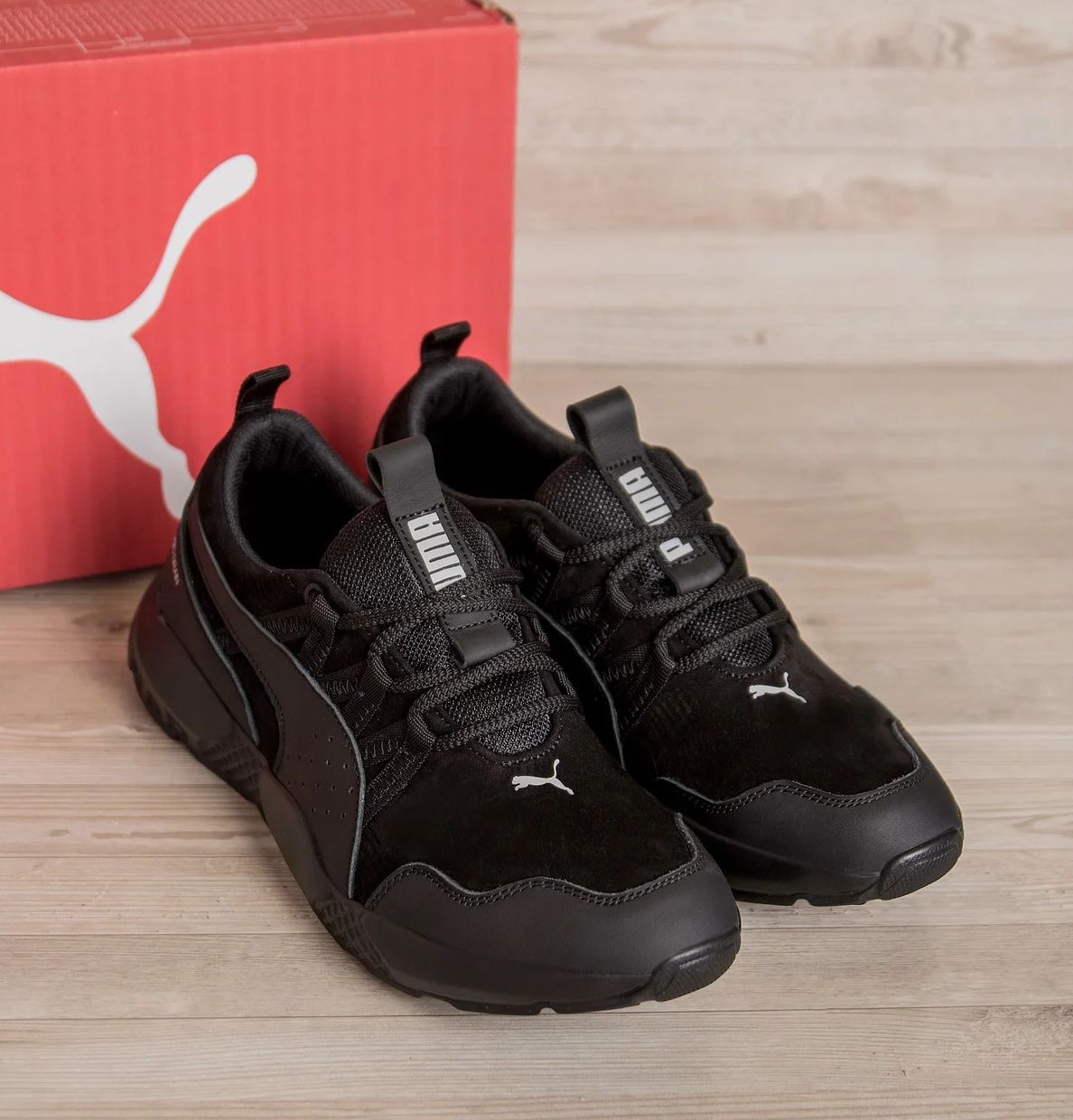 ТОП. Мужские демисезонные кроссовки Puma черного цвета пума