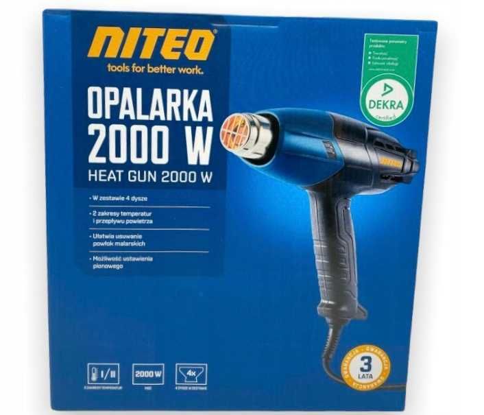 Opalarka 2000W NITEO TOOLS - wymienne dysze, regulacja przepływu i tem