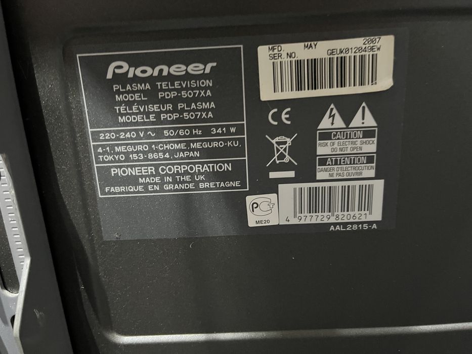 Plasma Tv Pioneer modelo PDP 507XA/ 50 polegadas