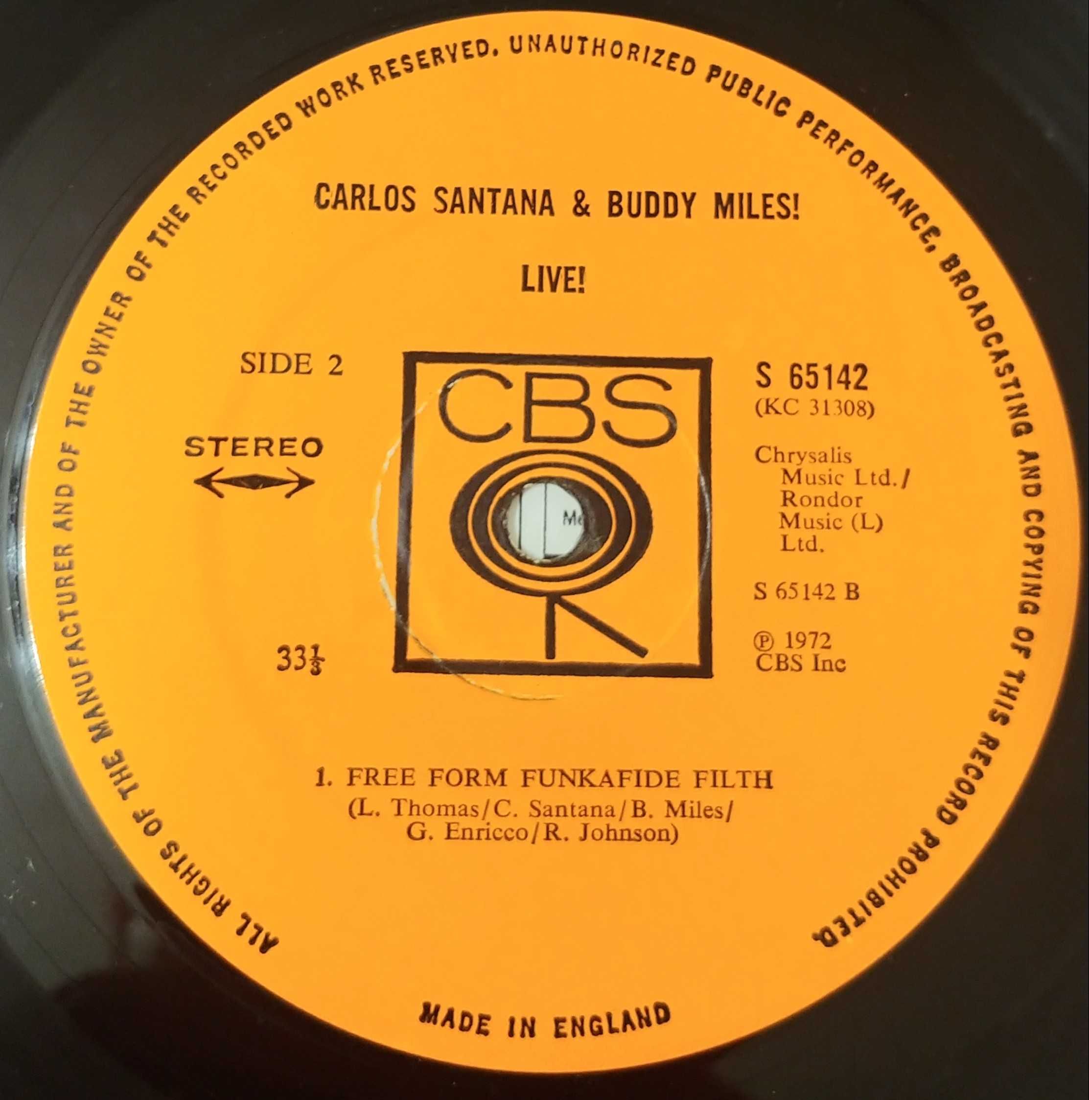 Santana & Buddy Miles . U.K. 1 Press . 1972 r. Ex .Płyta winylowa .