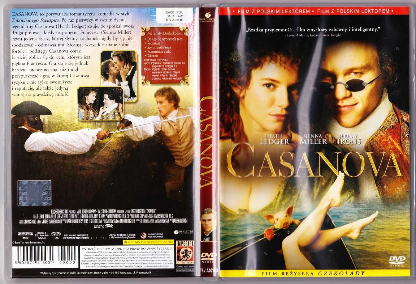 6 filmów DVD: Plan lotu, CASANOVA, SIEROCINIEC, Sezon na MISIA, COCOCH