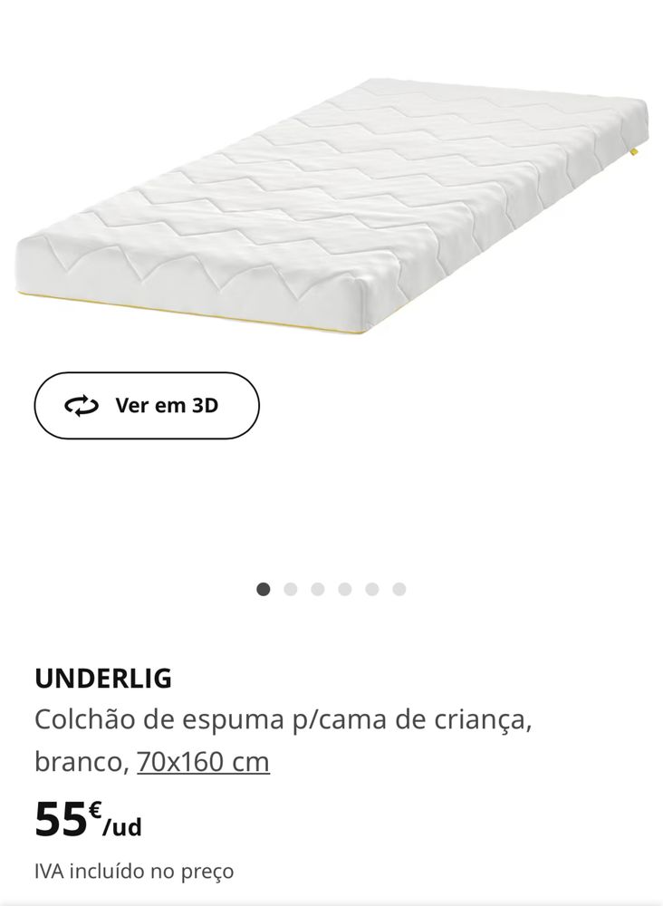 Cama criança branca, com colchao e protetor de colchao