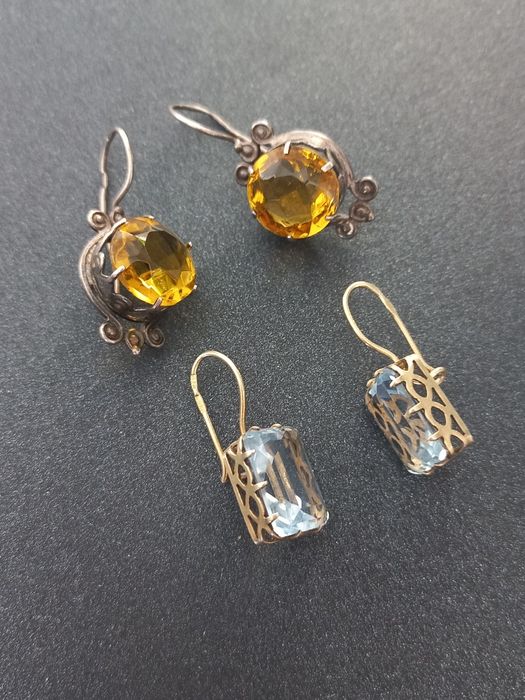 Серьги серебро 875проба звезда