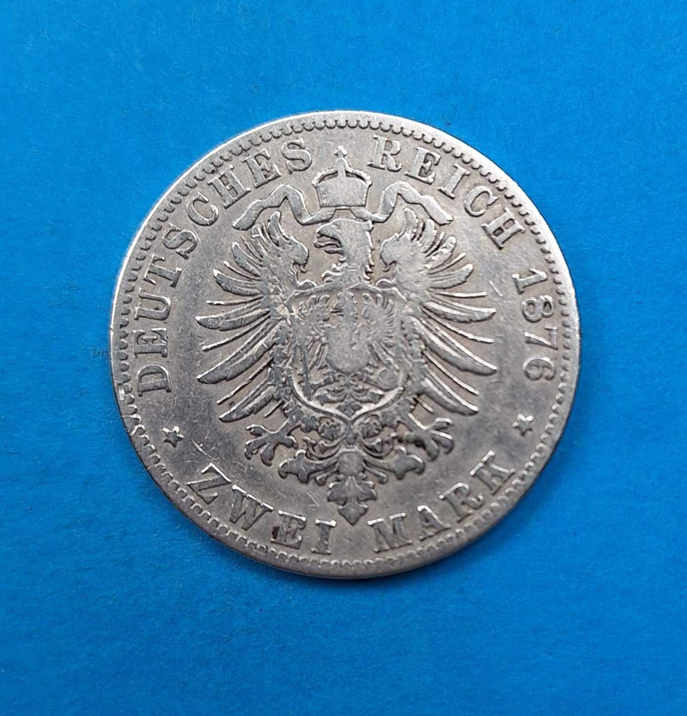 Niemcy Cesarstwo, Prusy 2 marki 1876 C, Wilhelm I, srebro 0,900