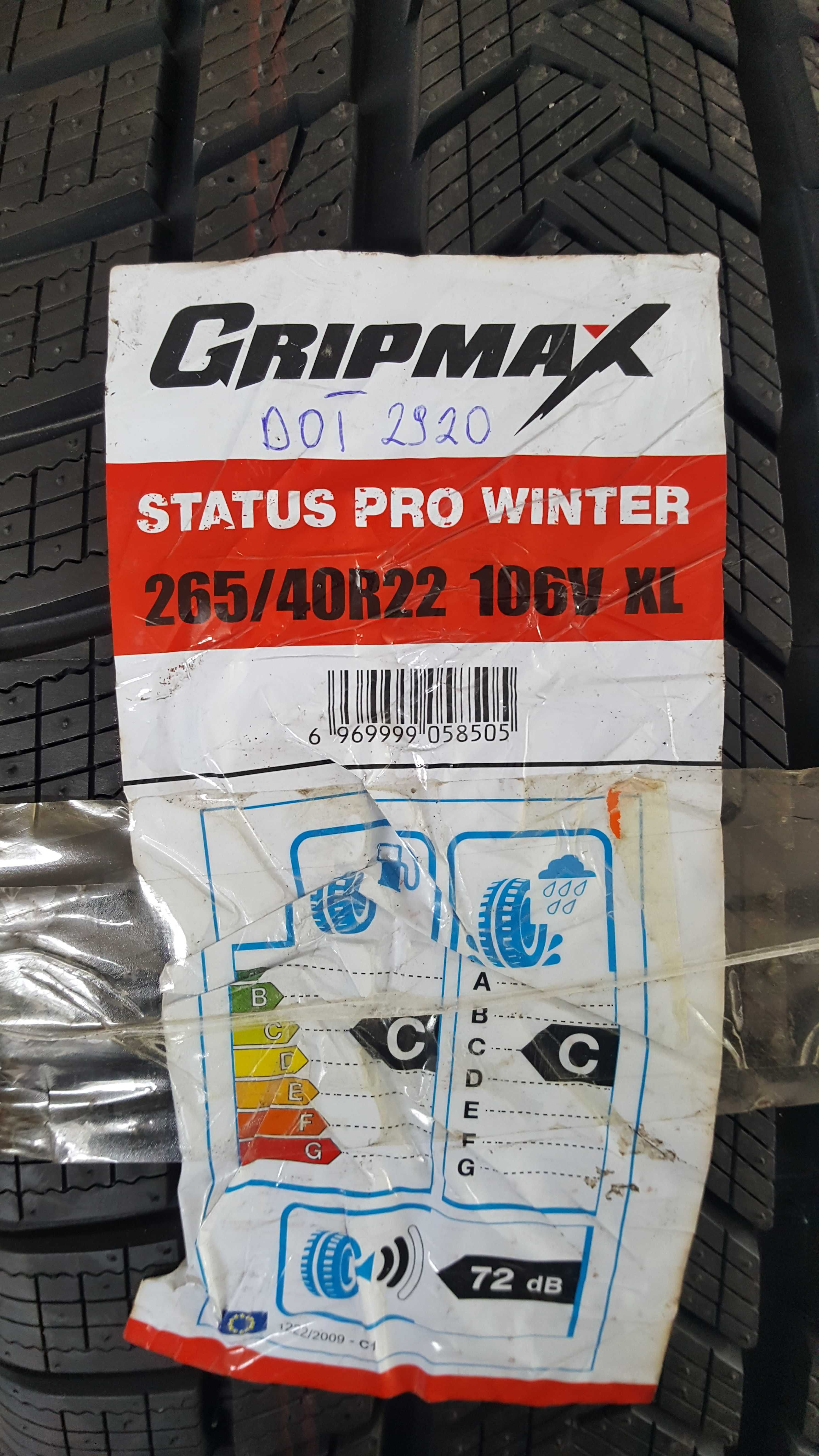 NOWA! Gripmax 265/40 r22 XL 106V Status Pro Winter wysyłka GRATIS
