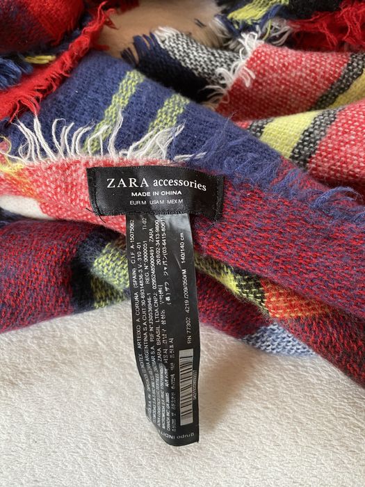Zara szalik szal czerwony gruby ciepły na jesień zimę szeroki dzianina