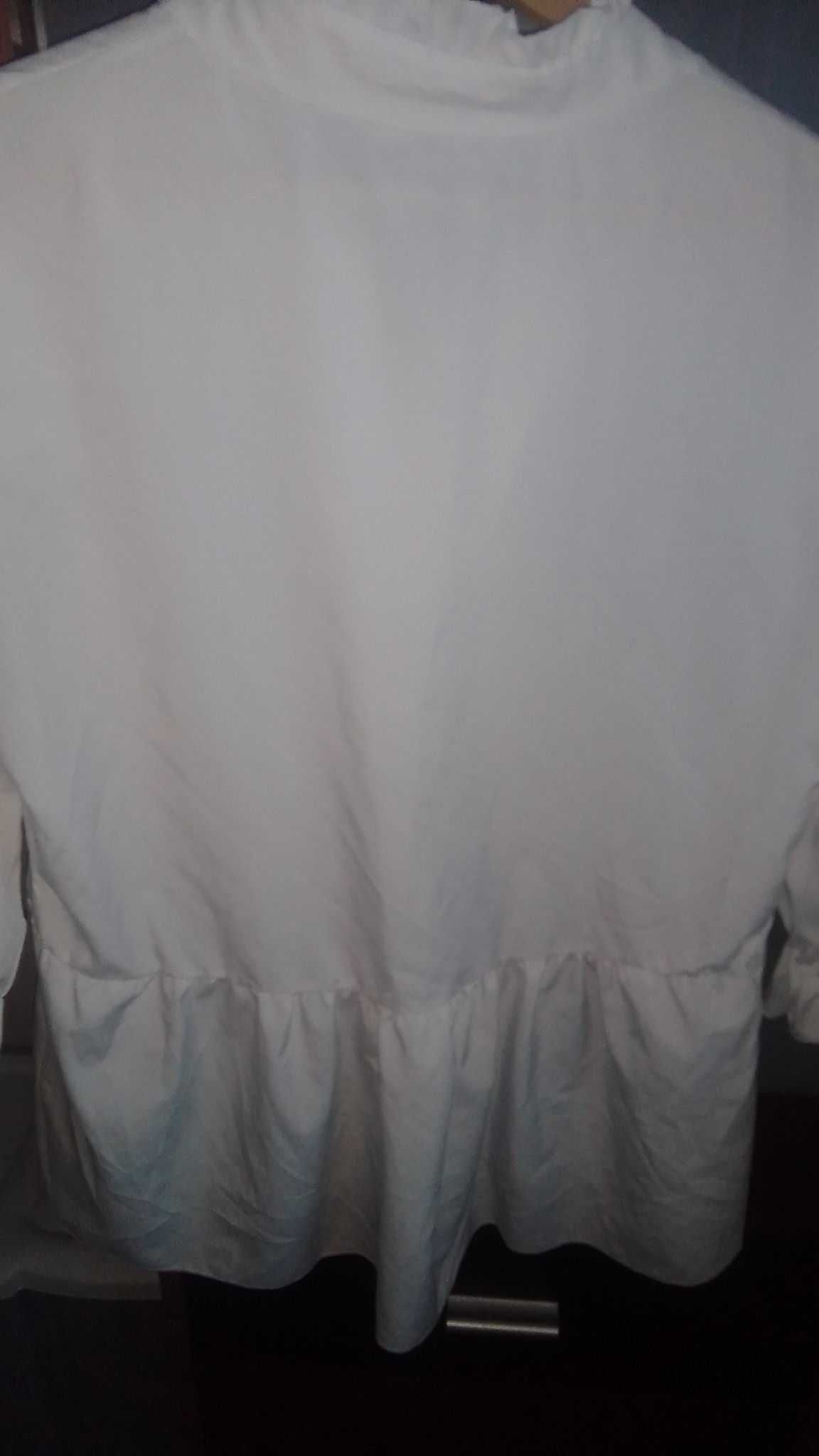 Włoska biała bluzka z baskinką roz 40