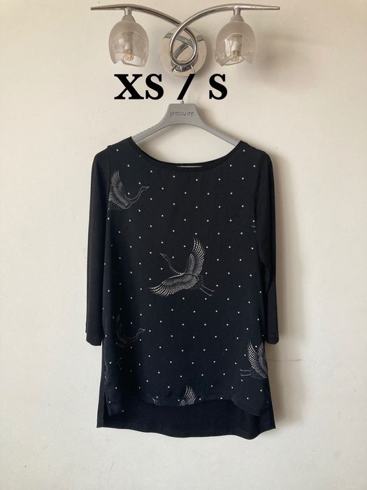 Bluzka Reserved w żurawie XS / S intensywna czerń jak nowa