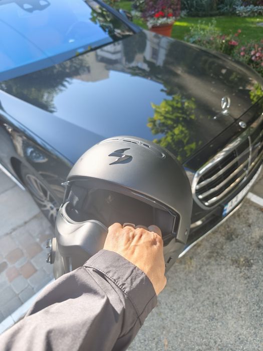 Шлем мото Харлей чопер стиль scorpion exo covert combat L-XL сонный ма