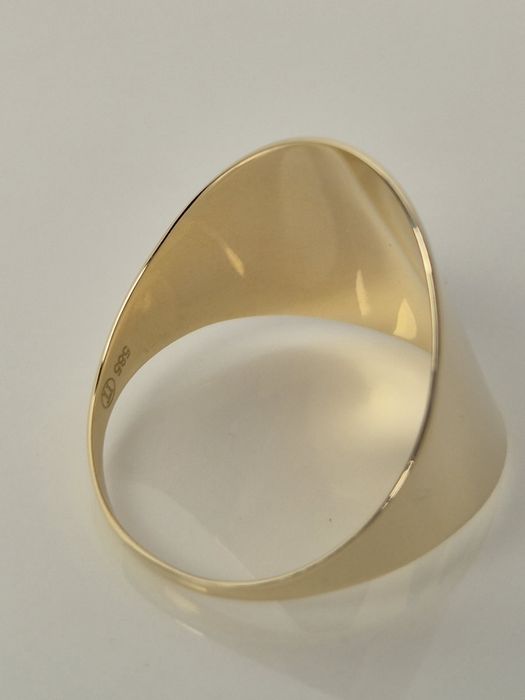 Nowy złoty pierścionek szeroki płaski sygnet gładki p. 585