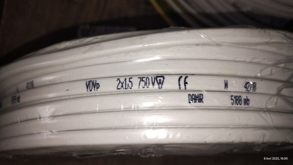 Kabel przewód elektryczny ELPAR YDY 3x1,5 oraz DAMIR 2x1,5