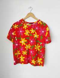 Kolorowy t-shirt w kwiatki, Zara, 100% bawełna