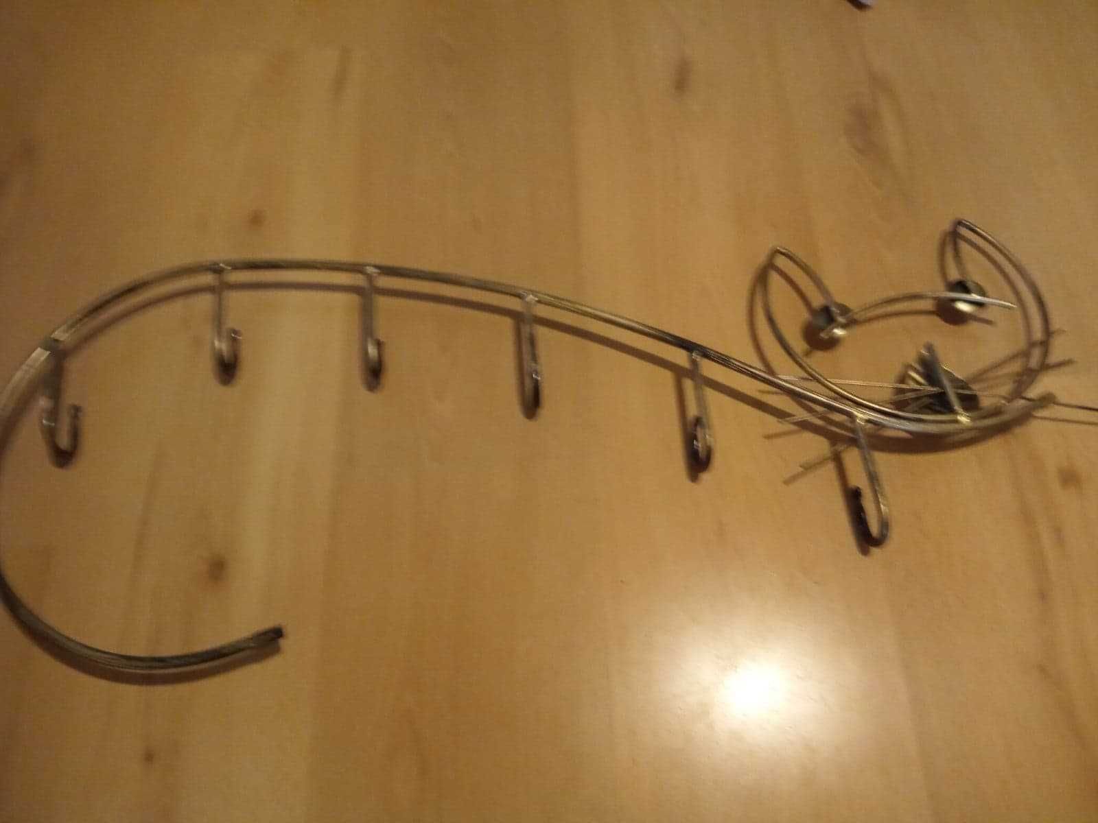 kot wieszak kuty metaloplastyka stare złoto 80 cm duży 6 haków