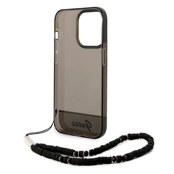 Guess Etui Translucent Pearl Strap do iPhone 14 Pro 6,1" - Czarny