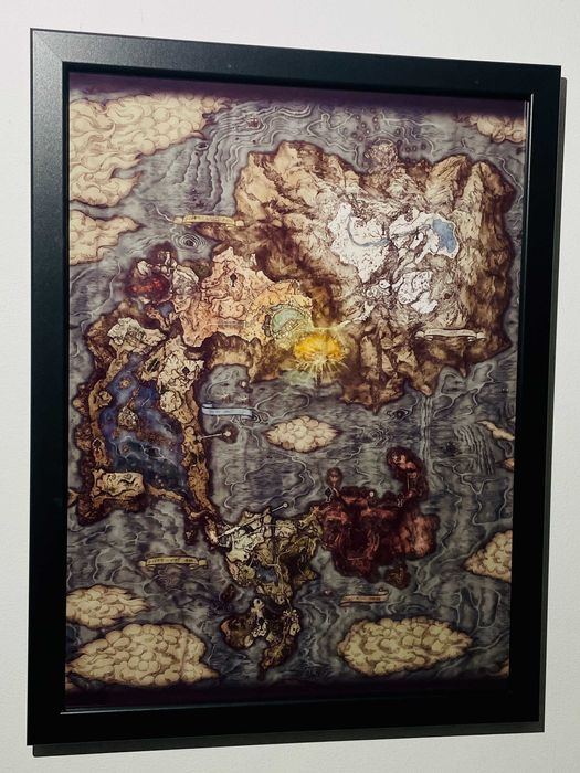 Plakat w ramce mapa Elden Ring prezent dla gracza, dekoracja gaming