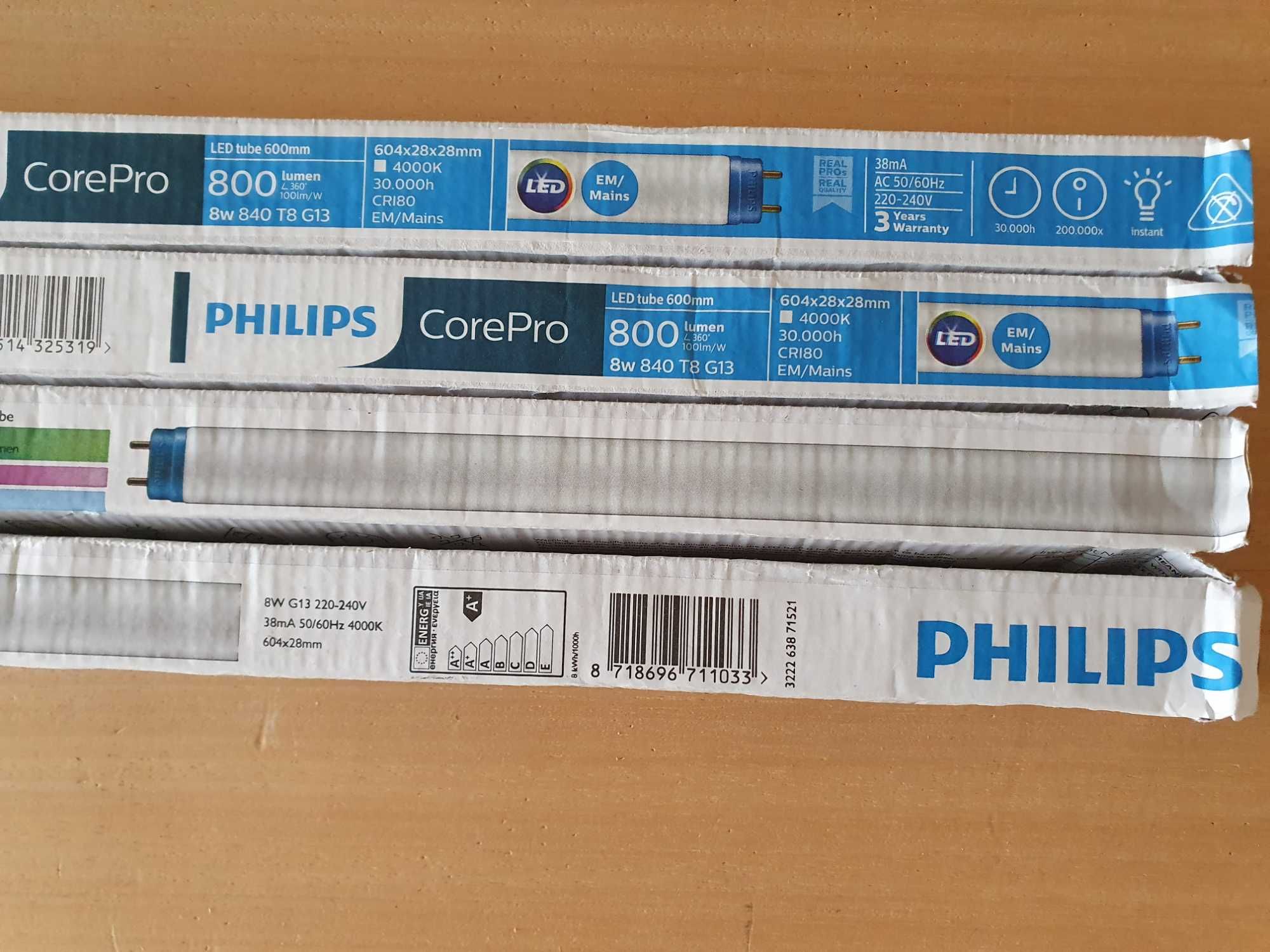 Lâmpadas LED tubo T8 60cm, Philips CorePro, novas