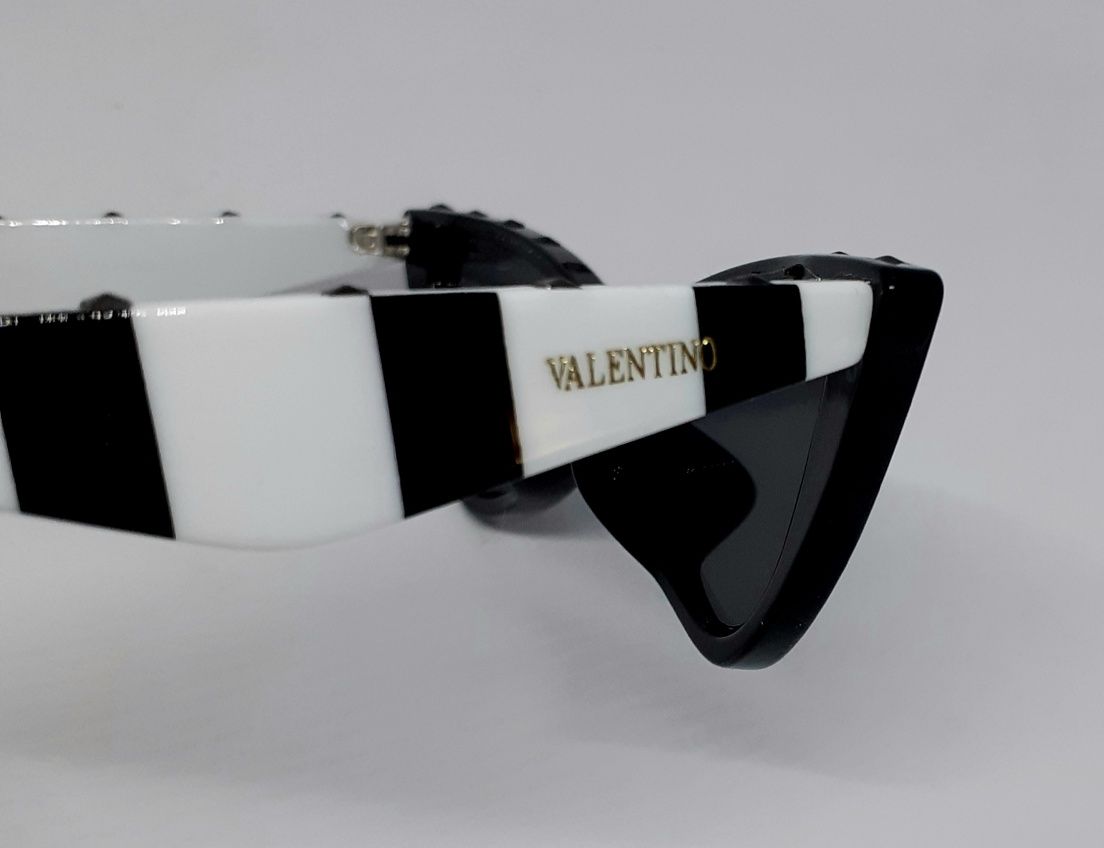 Valentino модные женские очки кошечки оправа черная дужки черно белые
