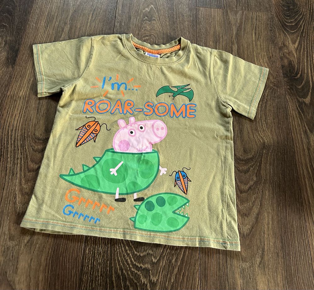 Bawełniany chłopięcy T-shirt w paski r. 98-104 zestaw peppa pig George