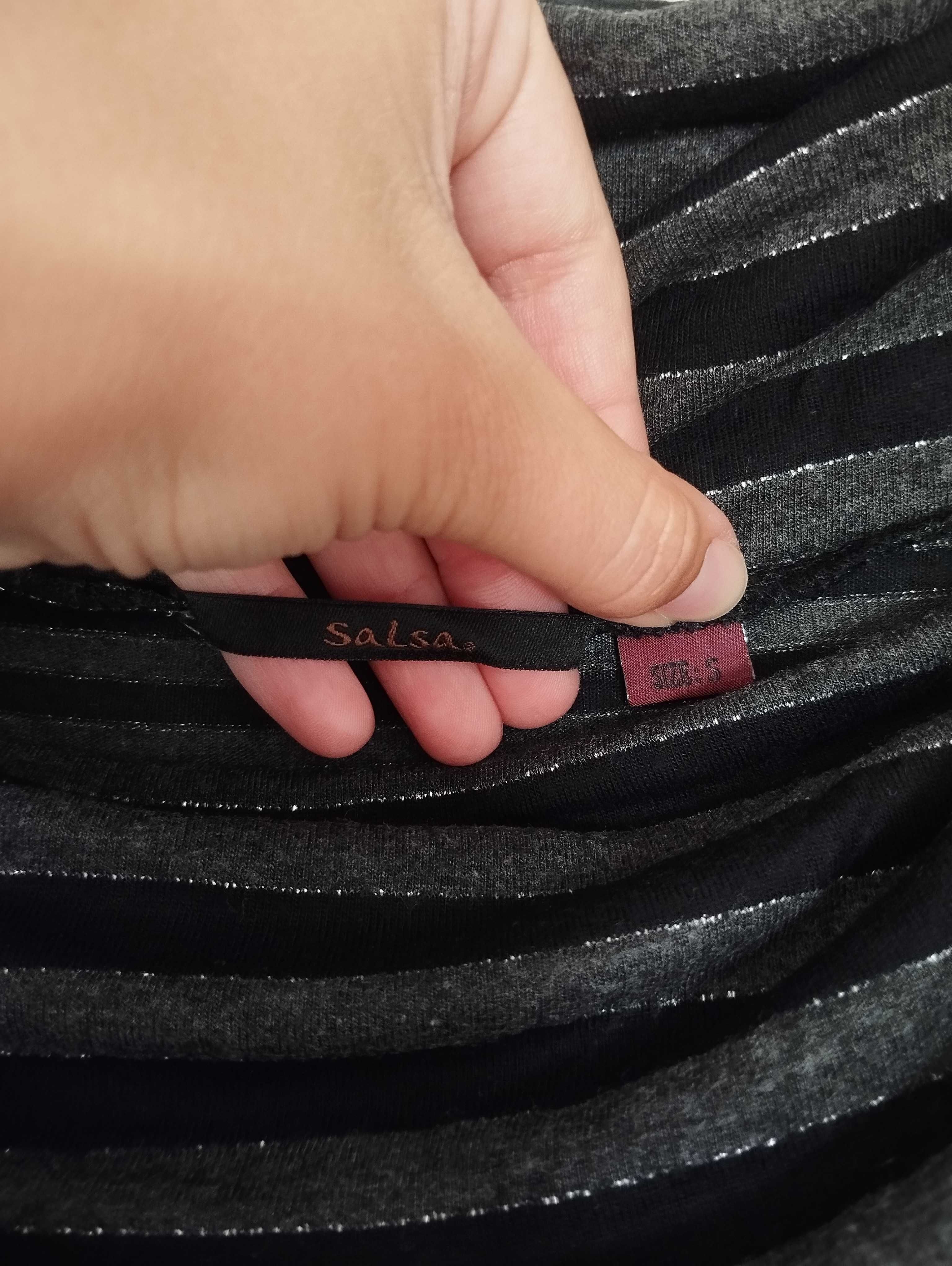 Camisola decote drapeado riscas da Salsa