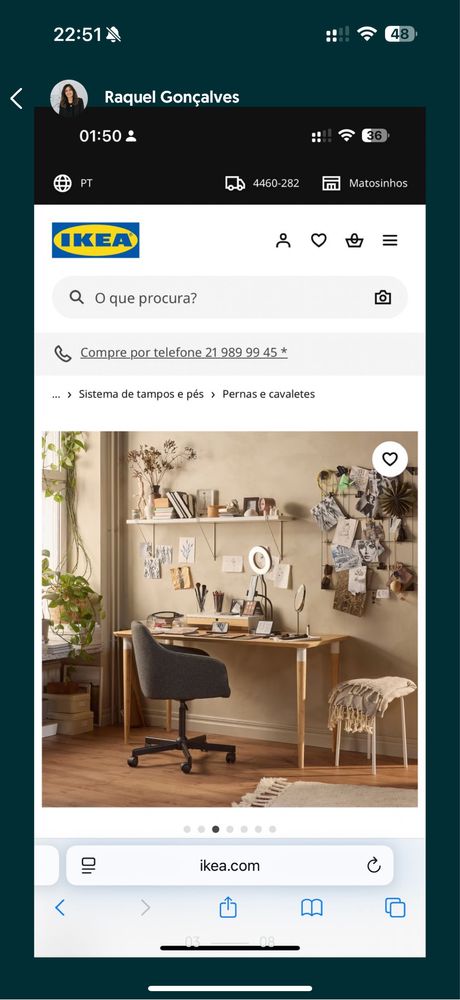 HILVER IKEA Perna de secretária, bambu, 70 cm