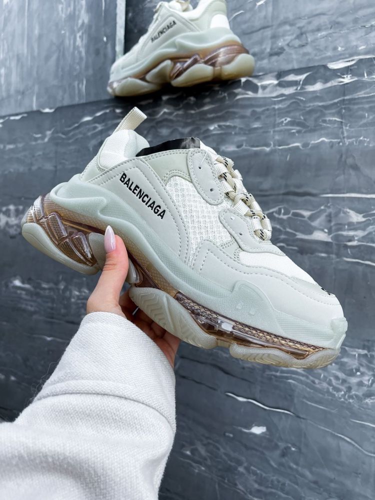 Buty Balenciaga Triple S clear sole milk beige transparent