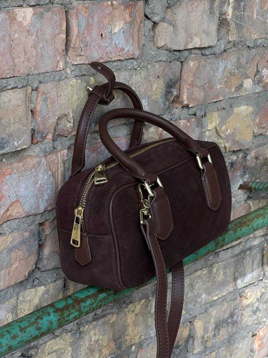 Шоколадна замшева сумка , натуральний замш сумка