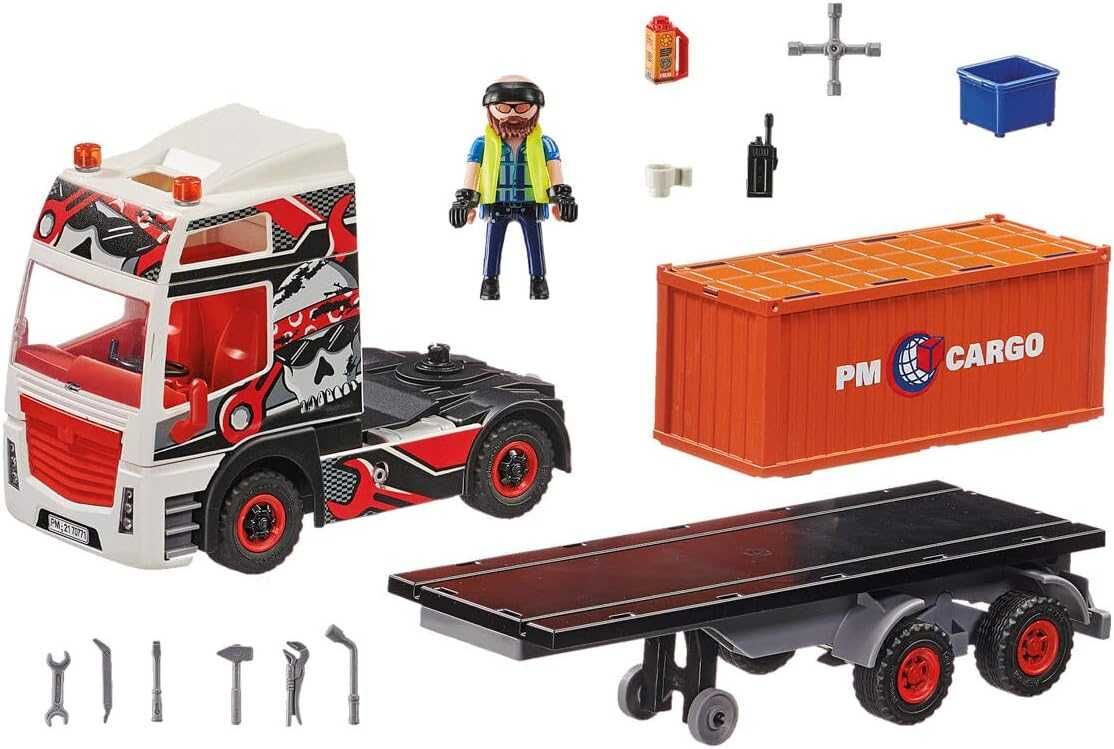 PLAYMOBIL 70771 Samochód ciężarowy z przyczepą + figurka 9855