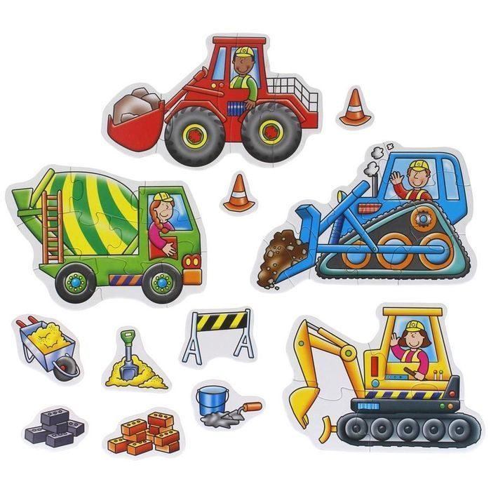 Puzzle Baby Dla Najmłodzych Auta Koparka Spych - Pojazdy Budowlane