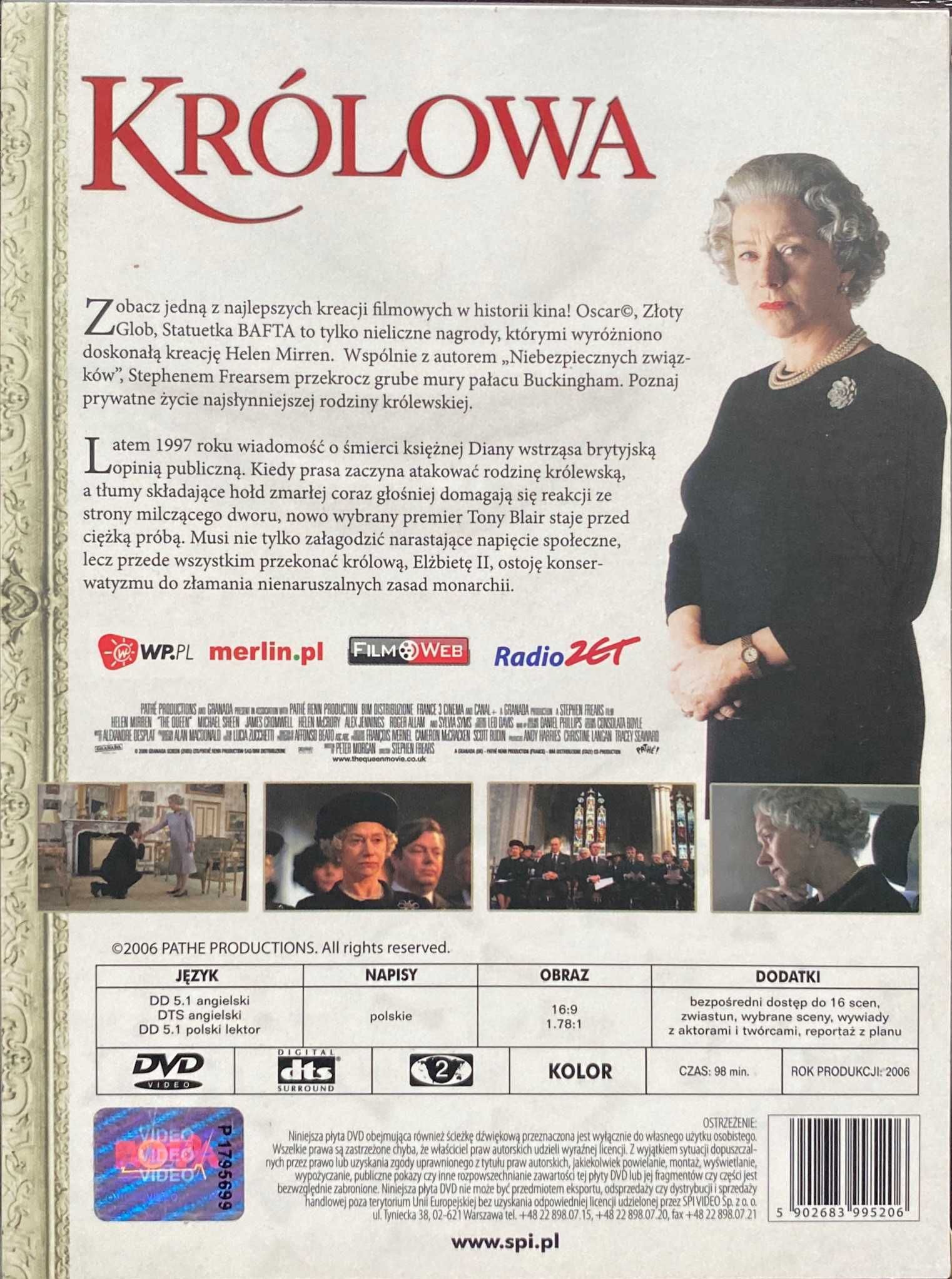 Film DVD Królowa - Hellen Mirren OSCAR 2007 ZŁOTY GLOB 2007
