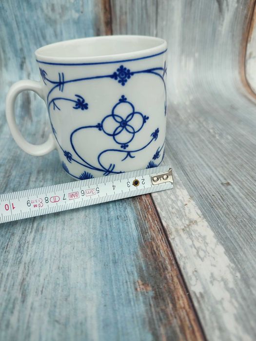 Porcelanowy kubek wzór słomkowy - Indisch Blau - Kronester