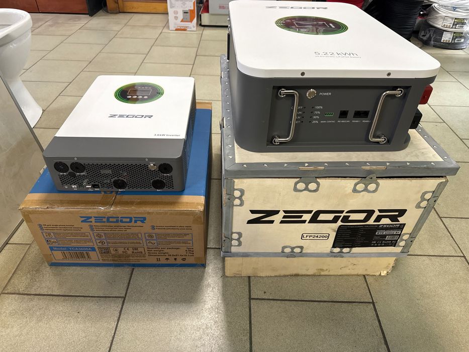 Зарядна станція. ДБЖ, інвертор Zegor YCA3600A 3,6 кВт + АКБ 5,22 кВт