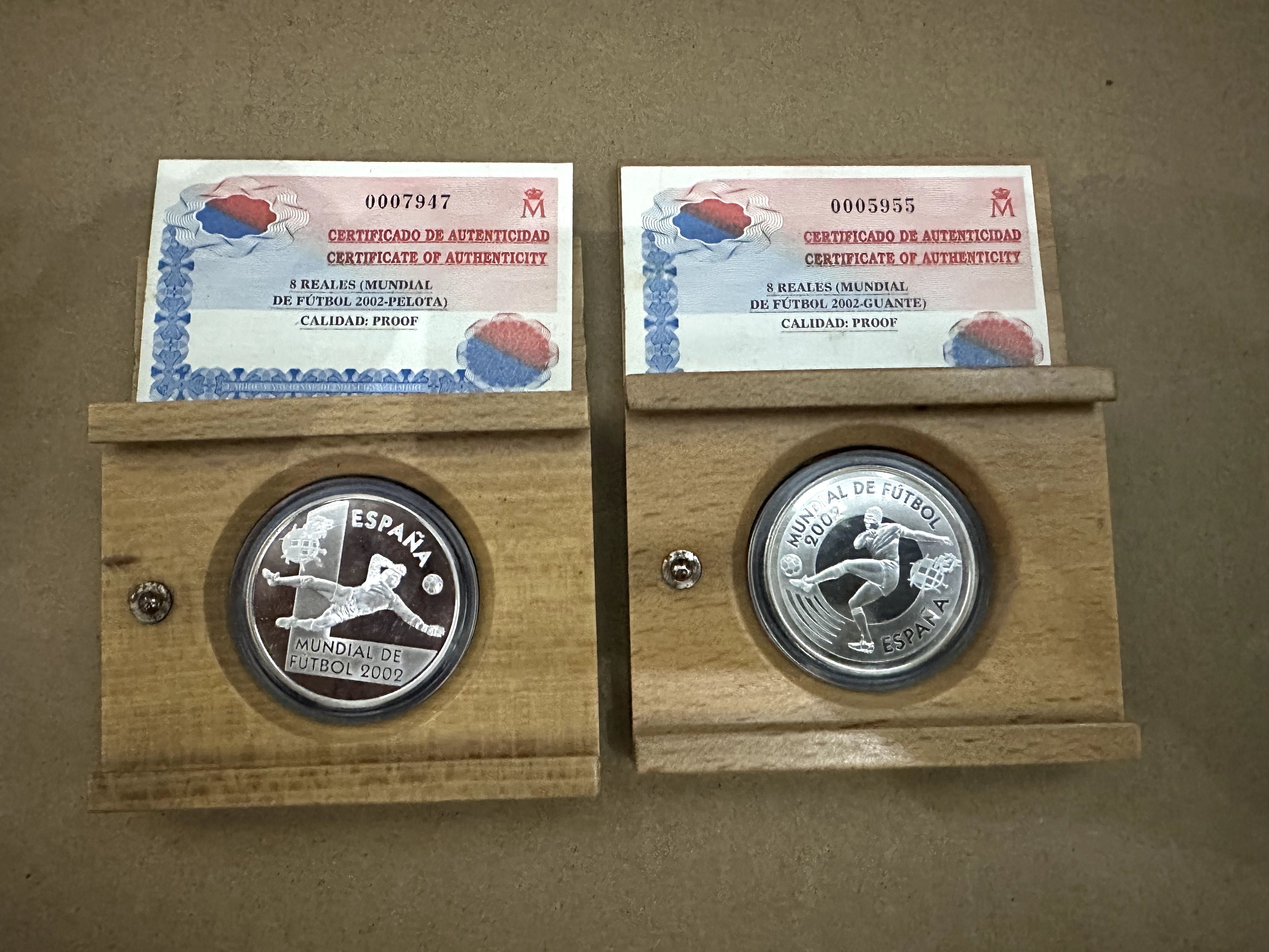 2 x Espanha 10 Euro 2002 FIFA Campeonato Mundo Futebol prata Proof