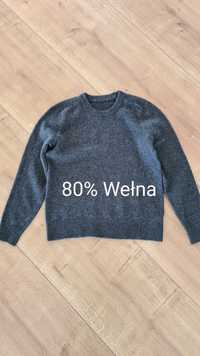 Sweter 80% Wełna. Grafitowy. Rozmiar L