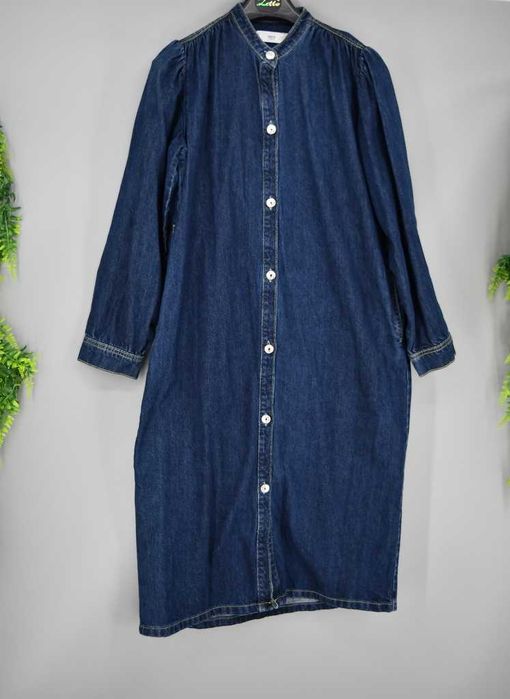 Długa sukienka jeansowa Mango L ciemny granat bawełna nowa