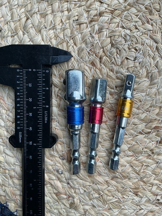 Набор 3шт переходников адаптеров шестигранка 1/4 квадрат 1/4 3/8 1/2